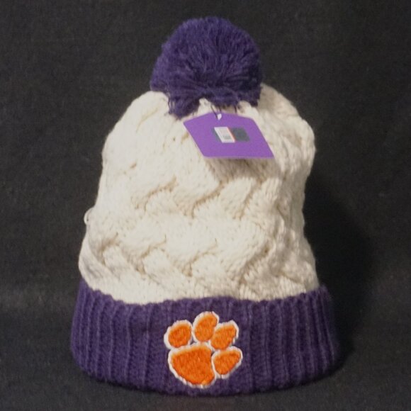 Fan Favorite Clemson Tigers Sweater Stocking Hat with Tiger Paw Women’s OS - Picture 1 of 6